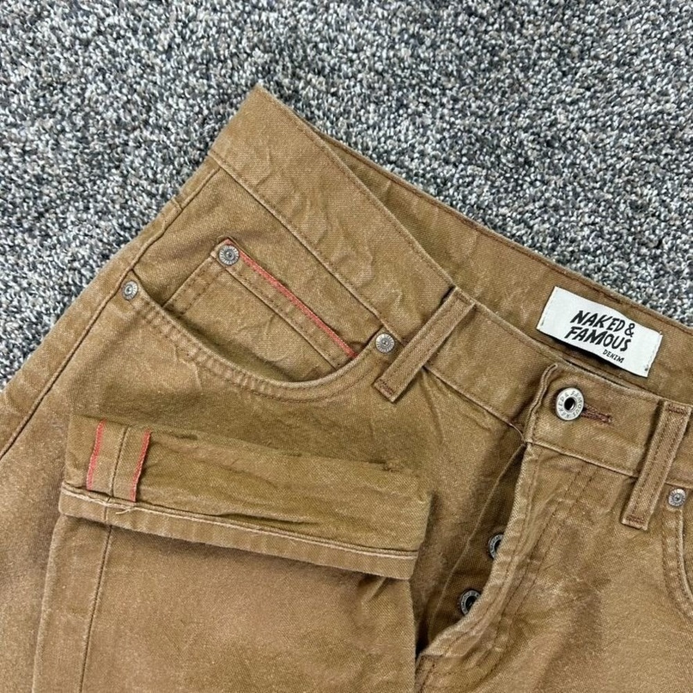 Naked & Famous Super Guy Duck Canvas Selvedge Denim Jeans Mens 33 Slim Fit